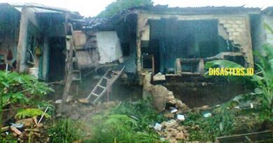 Dua rumah bagian belakangnya tergerus longsor di Cibadak, Sukabumi, Jawa Barat, Minggu (6/12/2020). DOK : BPBD KAB SUKABUMI
